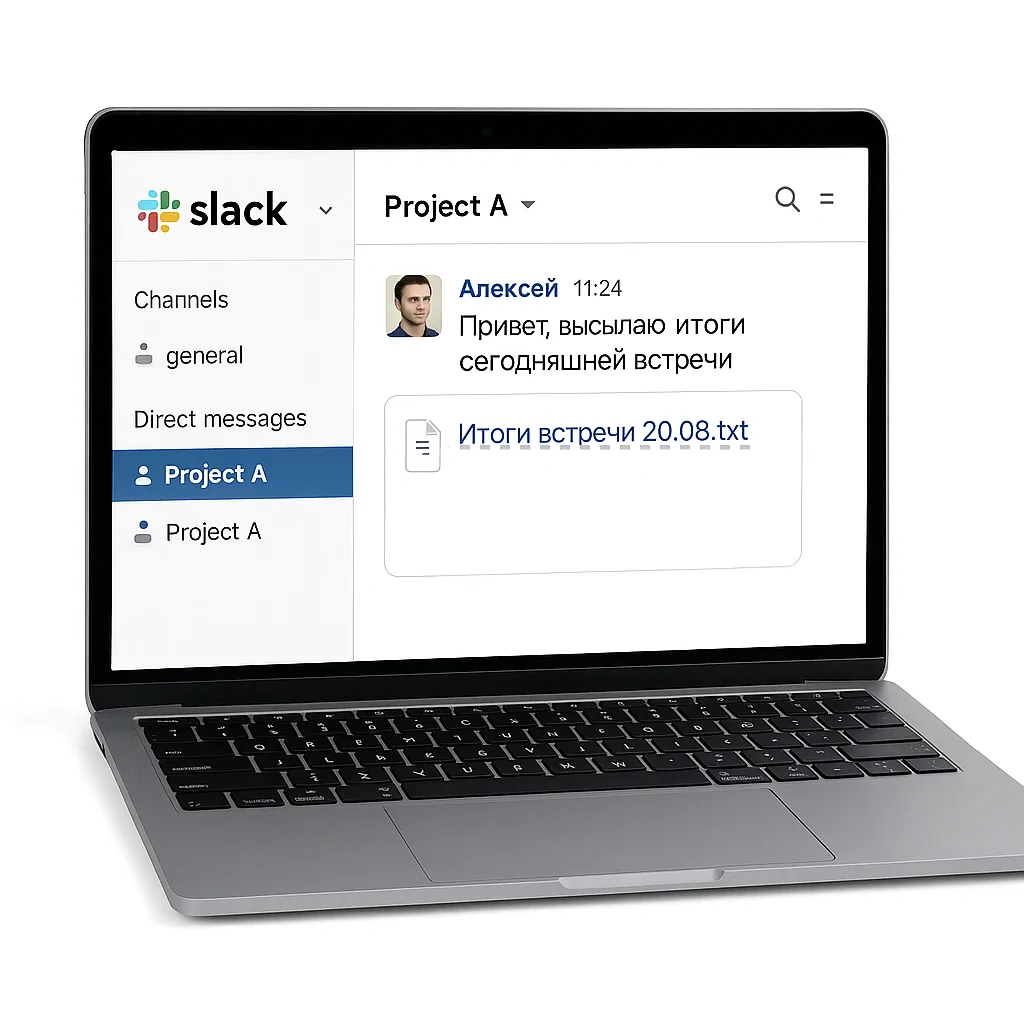 Скриншот интеграции со Slack